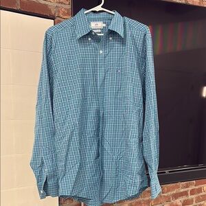 Southern Tide Men's Blue and Green Plaid Shirt